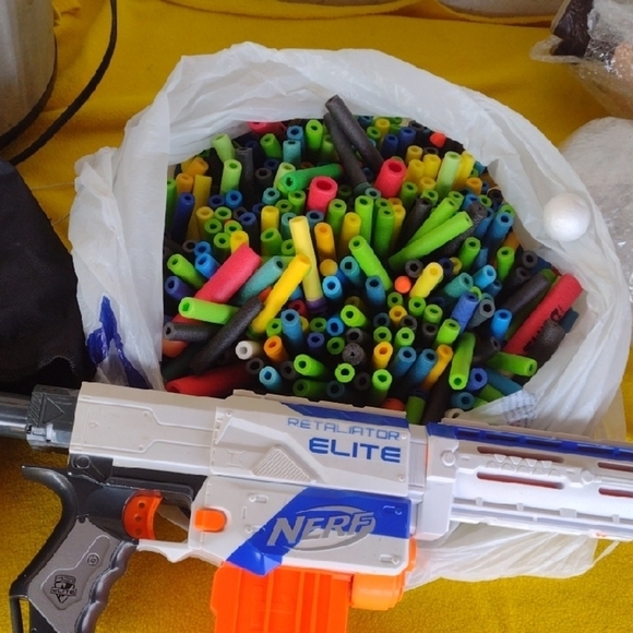 NERF Retaliator Elite Blaster - White and Orange&Large Lot of Loads - Picture 1 of 1